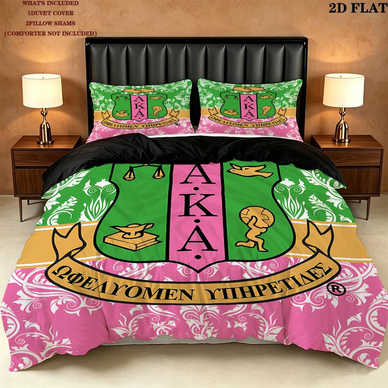 Aka Pattern Bedding Quilt Set Quilt Cover Pillowcase Home Birthday Gift(1 * duvet cover + 2 * pillowcase, without core)