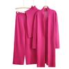Women's Piece Cardigan Knit Lounge Set 3 Elastic Waist Wide Leg