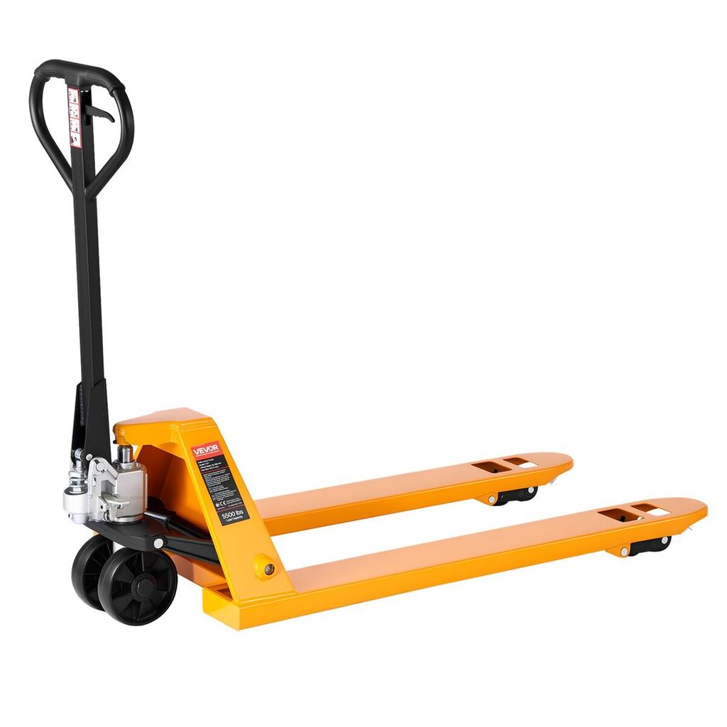Pallet Jack, 2.5T Load Capacity, Manual Pallet Truck with 122L x 68.6W cm Forks for Material Handling, 85-180 mm Fork Lift Height Range, Suitable for