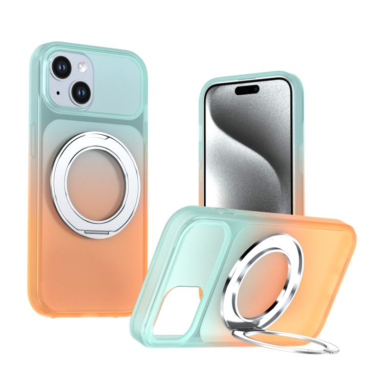 Phantom Skin Feel Gradient PC+TPU Phone Case With 360° Rotating Metal Holder, Magnetic Wireless Charging Shockproof Protective Cover