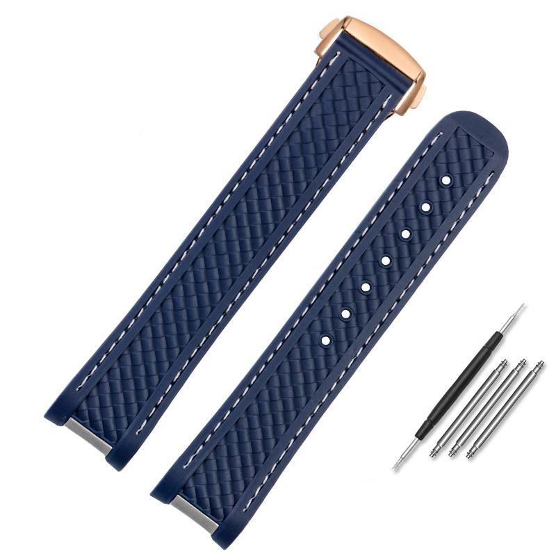 Cinturino per Orologio Adatto per Omega Seamaster 300 AT150 Aqua Terra Ultra Light 8900 Fibbia in Acciaio Cinturino Braccialetti Gomma Silicone 20mm