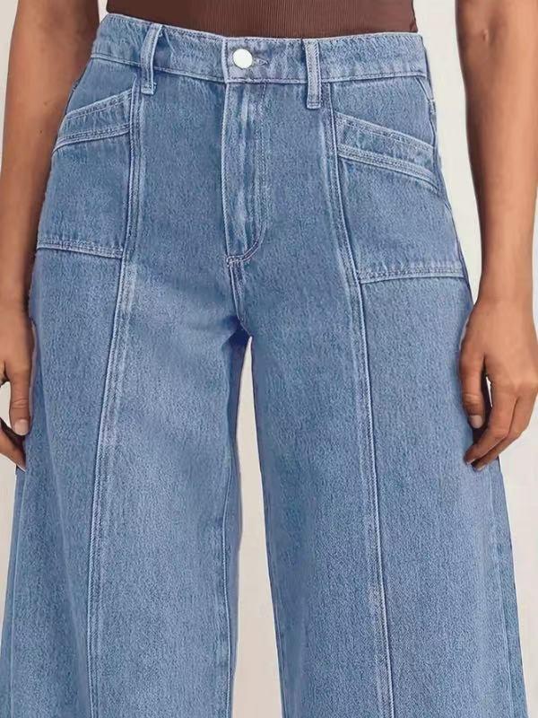 New Women's Fashionable Wide-Leg Stretchy Denim Jeans - Comfortable, Stylish, High-Quality Casual Pants