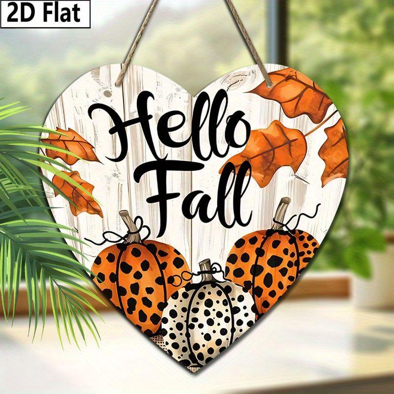 Autumn harvest festival “Hello Fall” logo pendant, home wall or door decoration, 2d flat wooden, garden decoration, gifts for friends and family