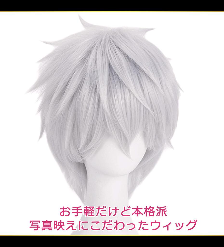 CaseEden Cosplay Wig, Premium, Cool Short Hair, Silver, 6054