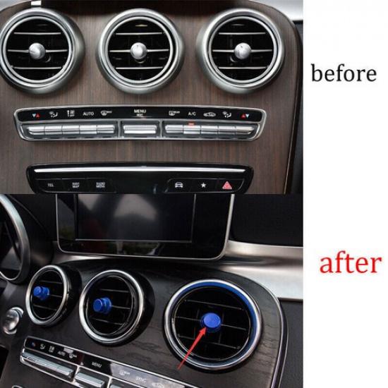 For Mercedes-Benz GLC 16-22 Air Outlet Vent Cover Central Console Blue Aluminum