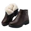Soft leather women's boots fleece thickened flat bottom middle old mother women's cotton shoes soft leather plush fashion boots women