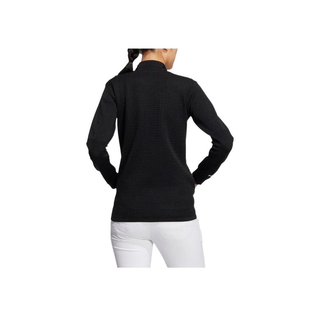 adidas Solid Color Logo Jacquard Full Zip Jacket Women Jackets Black HS9976