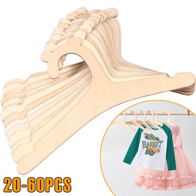 20-60Pcs Wooden Baby Clothes Rack 9 In Smooth Toddler Hangers Cute Bear Creative Newborn Hangers Multi-role Closet Hangers Decor