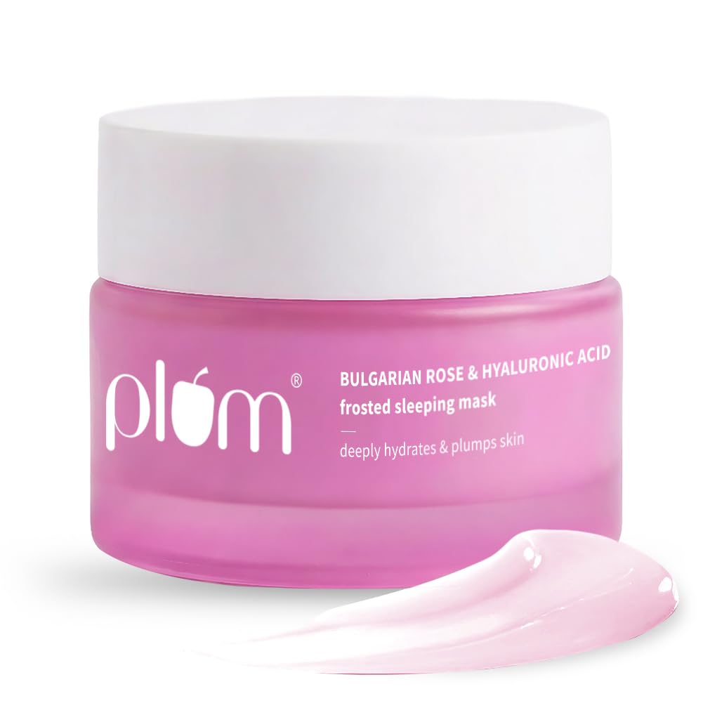 Plum Bulgarian Rose & Hyaluronic Acid Frosted Sleeping Mask 50g | Overnight Hydration | Mattifying Sorbet Texture