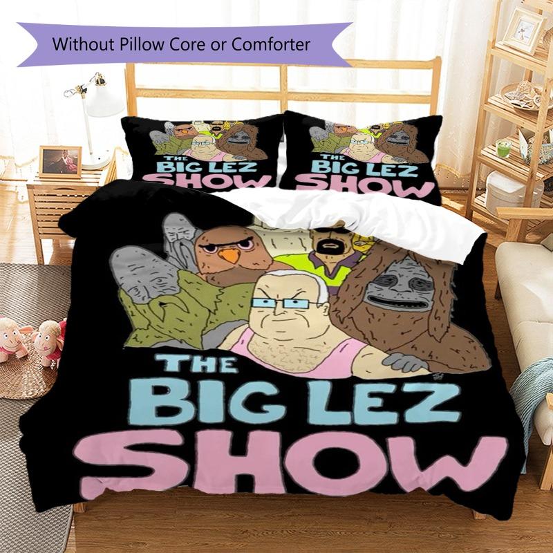 The Big Lez Show Sassy Night Forest 3 Pieces Bedding Set, Cartoon Bigfoot Duvet Cover & Pillowcases