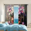 2 Pcs   Versatile Polyester Transparent Curtains for Home Decoration Flower (2) for Use In Bedrooms and Living Rooms