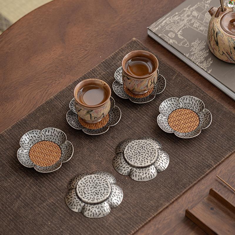 1Pc Cup Mat Woven Rattan Coaster Tea Ceremony Accessories Modern Home Decor Chinese Style Gongfu Teaset Unique Gift