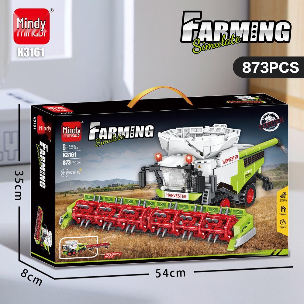 Mindi Grass Harvester for LEGO-Compatible Farmer Tractor Toy