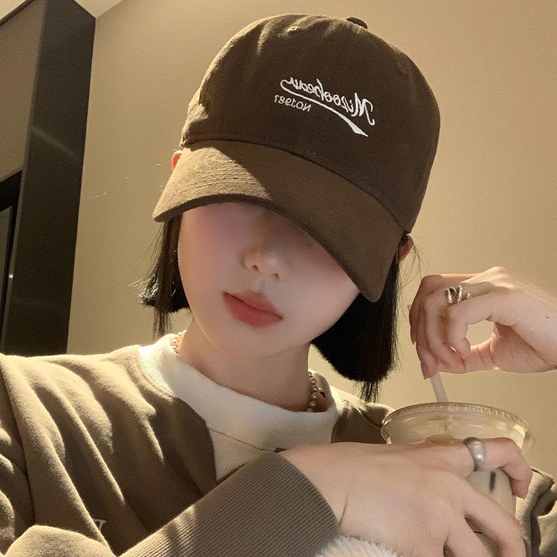 Coffee Baseball Hat for Women with American Style Large and Deep Wide Brim To Show Their Face Small Deep Top Korean Style
