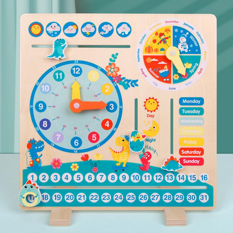 

Children s Wooden Calendar Clock: Educational Toy for Learning Weather, Seasons, Days & Time