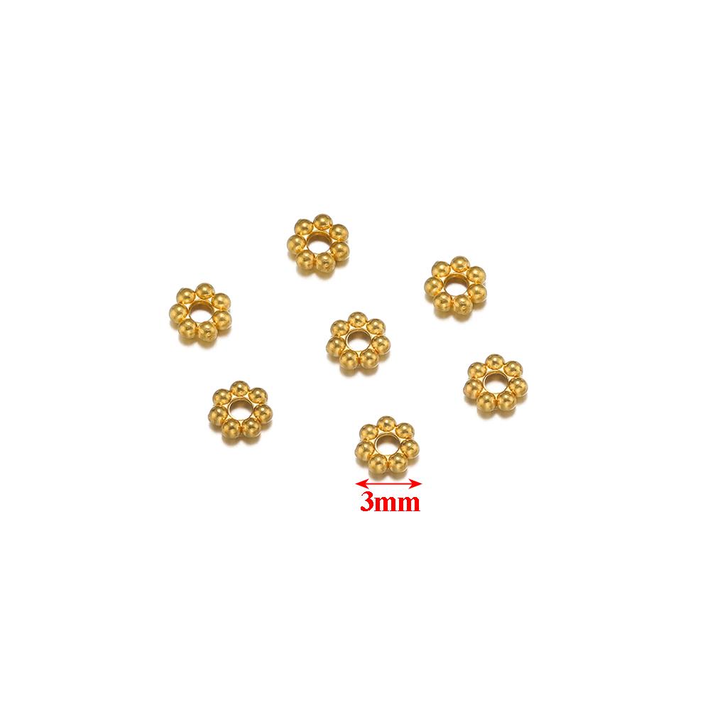 50pcs Stainless Steel Gold color Daisy Spacer Beads Mini Snowflake Spacer Charms DIY Bracelet Necklace Jewelry Making Supplies
