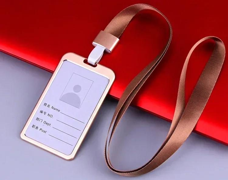 1 Pcs Aluminum Alloy Card Cover Case Bank Business Work Card Holder with ABS Retractable Badge Reel Credit ID Card Badge Bag