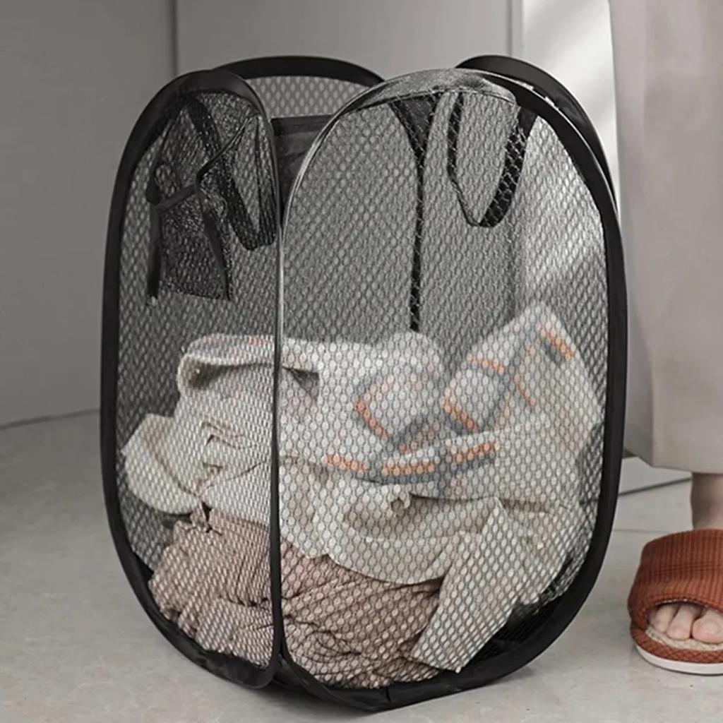 Foldable Mesh Clothes Dirty Clothes Basket Household Mesh Dirty Clothes Basket Storage Basket Storage Bucket Laundry Baske
