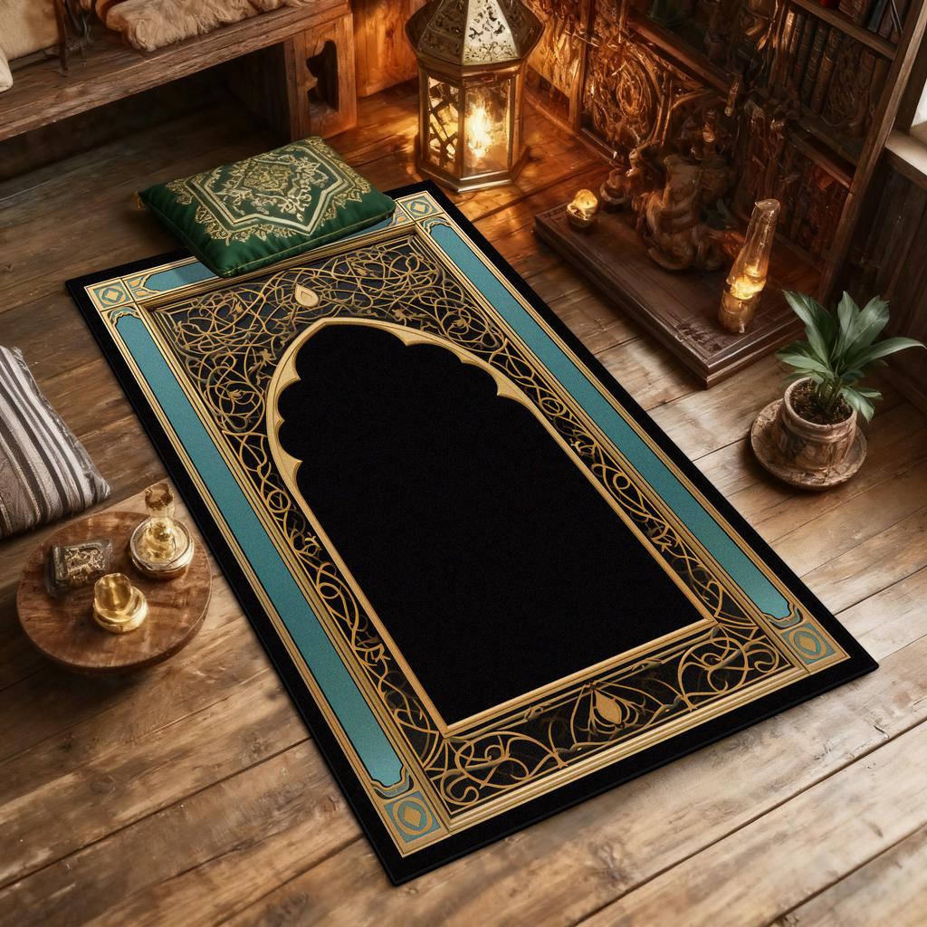 Religious Culture Prayer Floor Mat Islam Style Home Prayer Room Area Washable Antiskid Mats Art Decoration Aesthetic Rug Musalla