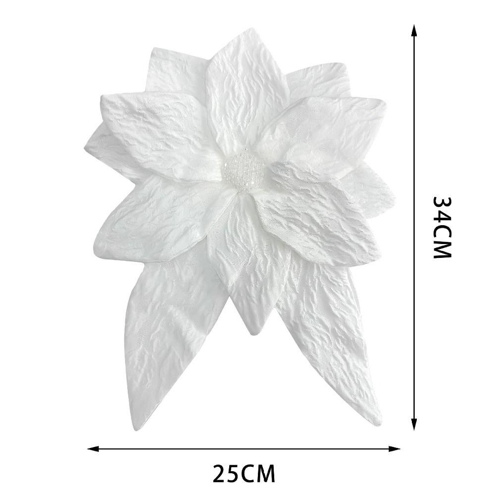 Vintage Style Flower Applique Pleated Design Large Size Beaded Brooch Beaded Detail Fabric Material Pleated Flower