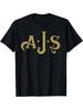S Heavyweight AJS Motorcycle Logo T-Shirt - Retro Golden AS Letter Design