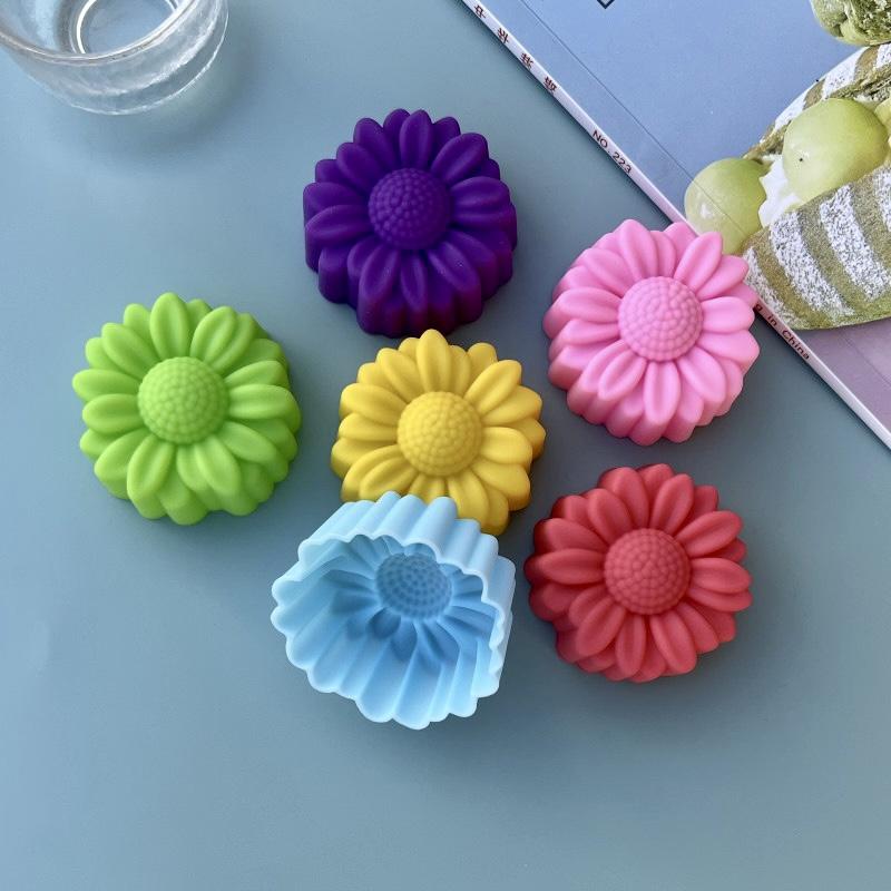 10pcs/lot 5cm Various Flower Designs Silicone Mold Chocolate Pudding Ice Mould Cupcake Cake Tools DIY Mini Soap Candle Molds