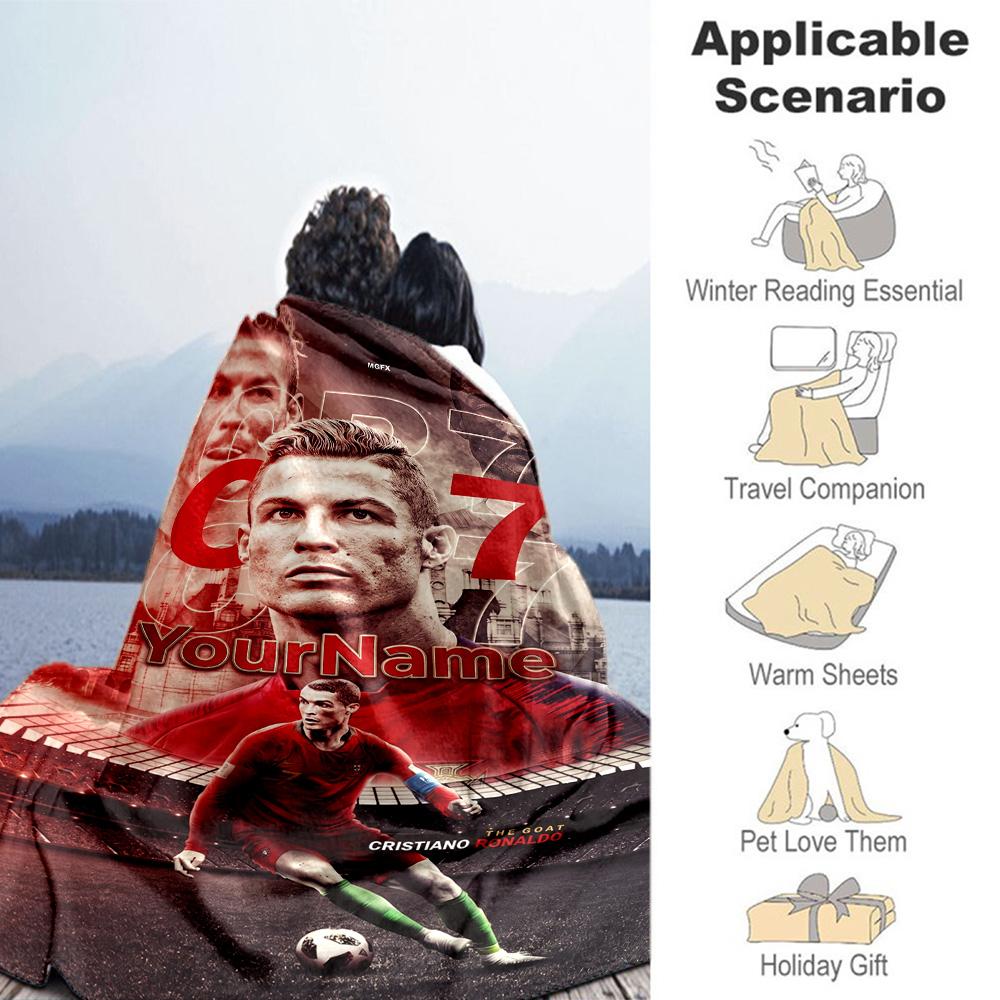 Cristiano Ronaldo 72 Personalisierte Decke Überwurf Personalisierte Decke Weich Warm Gemütlich Großartig für Bettwäsche Nickerchen Bett Heimdekoration Ideal für Alle Jahreszeiten