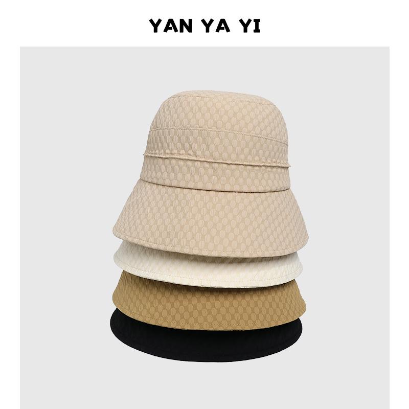 Lady temperament bucket hat women's spring and summer fashion face covering wide brim basin hat showing face small bow sun protection sun hat
