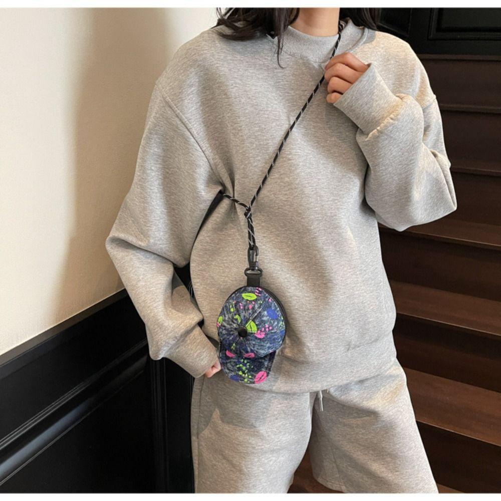 Denim Baseball Cap Crossbody Bag Earphone Storage Bag Canvas Coin Purse Mini Hat Wallet Daily