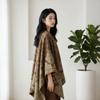 Large Size Knitted Double-Sided Jacquard Shawl Imitation Cashmere Cape Flower Scarf Women'S Split-Ended Air Conditioner Shawl