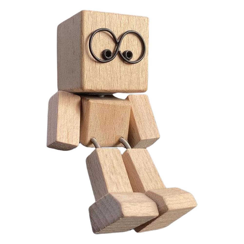 Shaking Wooden Man Figurine Handmade Car Ornaments Action Figure Little Nerdy Dolls Car Accessories Car Ornaments Creative Gifts