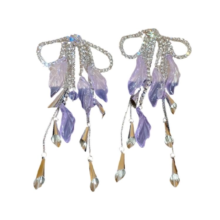 Elegant Rhinestones Dangle Earrings With Crystal Tassels Drop Women Wedding Party Ear Drop Jewelry Gift Accessories