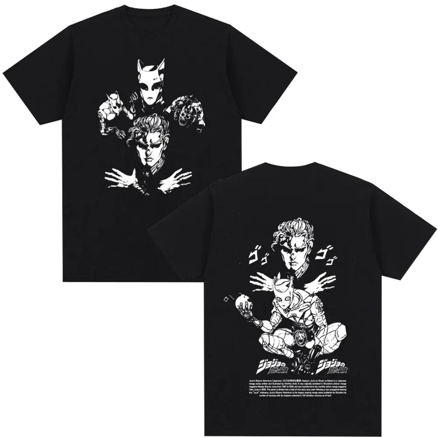 

Anime Jojo Bizarre Adventure Killer Queen Kira Yoshikage T Shirts Men s Women Cotton New Short Sleeves Oversized Top Streetwear S чёрный