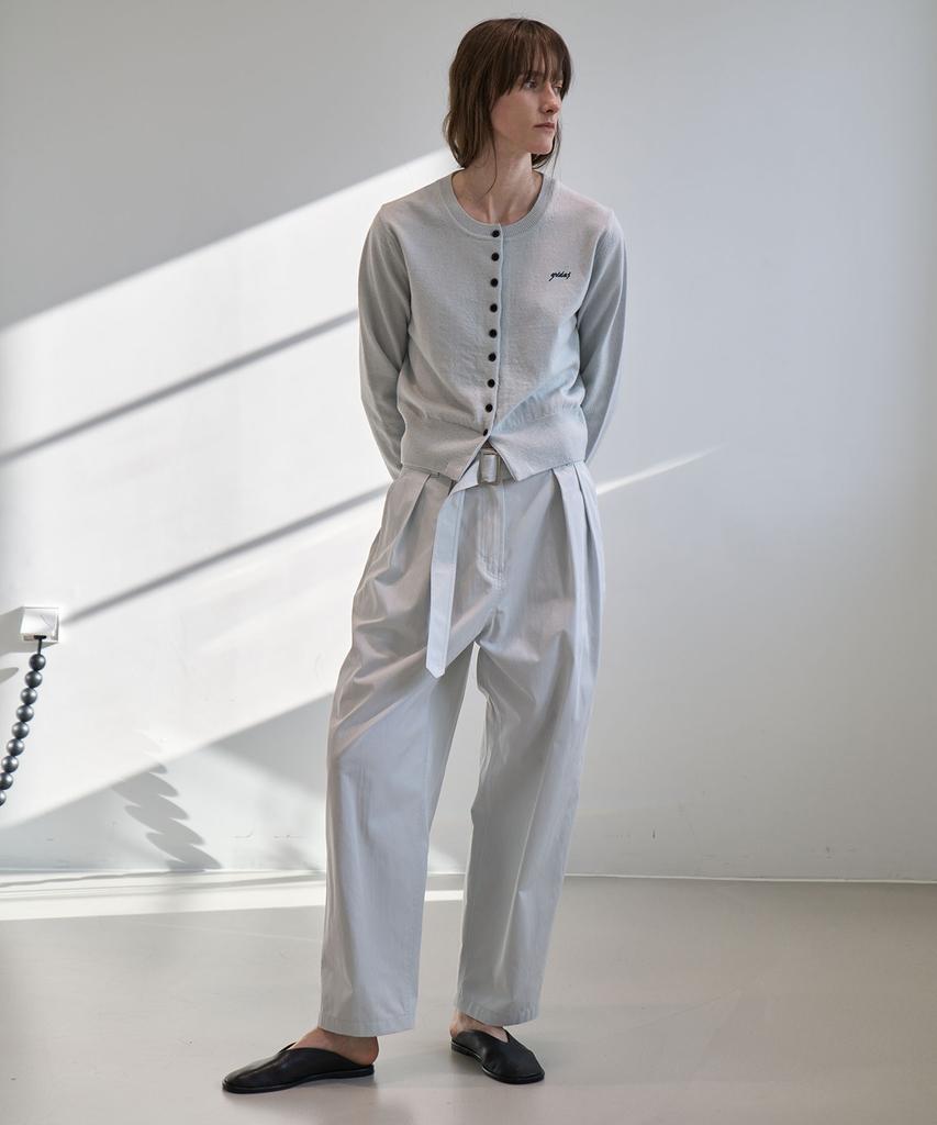 GRIDAJ Cotton Blend Belted Pants _ Light Gray
