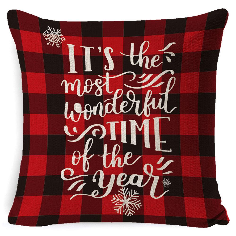 Christmas Pillow Cover Home Sofa Cushion Elk Letter Print Cushion Cover Christmas Atmosphere