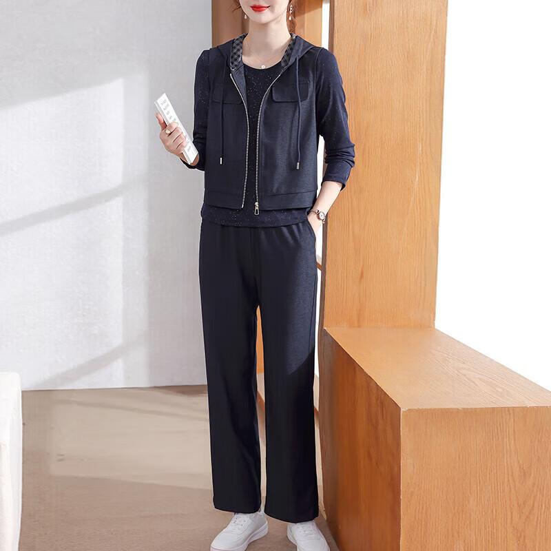 Xuexi Women s Elegant Hooded Vest Three-Piece Outfit XL