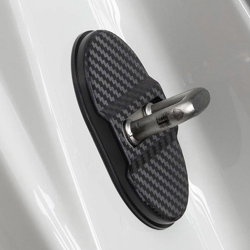 4Pcs/Set Carbon Fiber Pattern Car Door Lock Protective Cover Cushion Anti Rust Sleeve Plastic for Car Door Lock Car Accessories