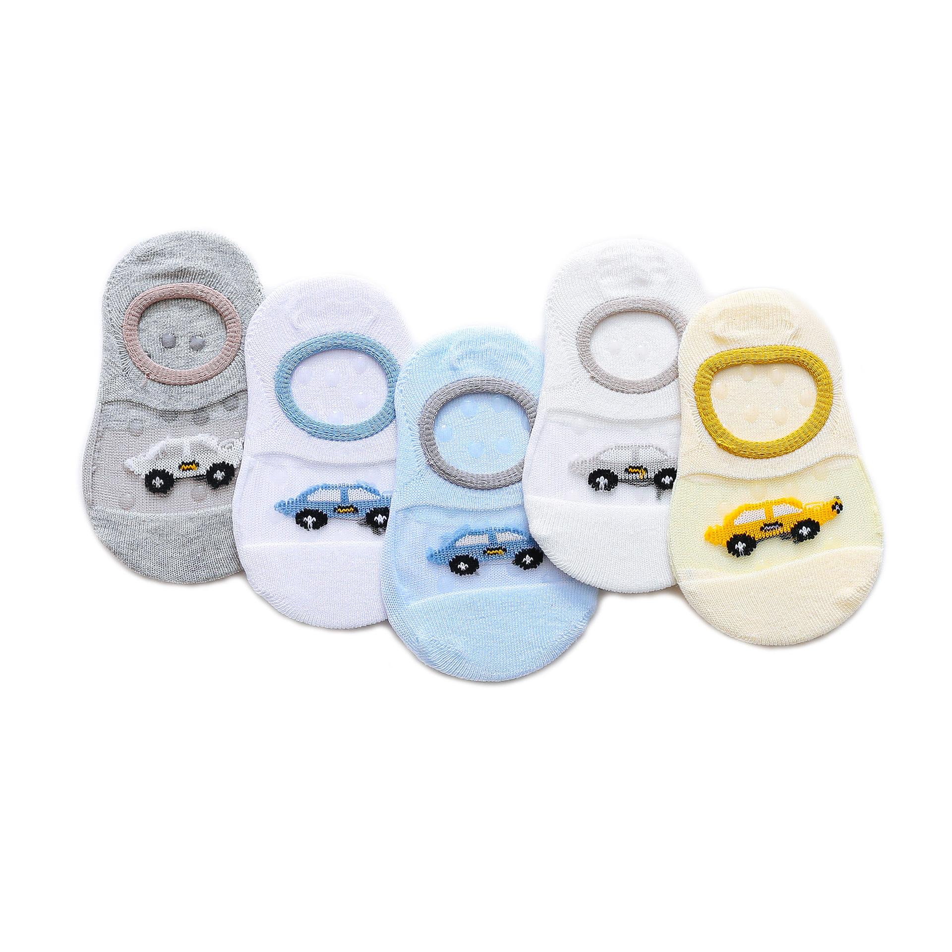 

Набор из 5 пар детских невидимых носков с низким вырезом из шелка, легкие, дышащие, с мультяшным рисунком, нескользящие, ультратонкие, для малышей 0-5 лет, Большой глаз, Машина M 1 to 3 Years