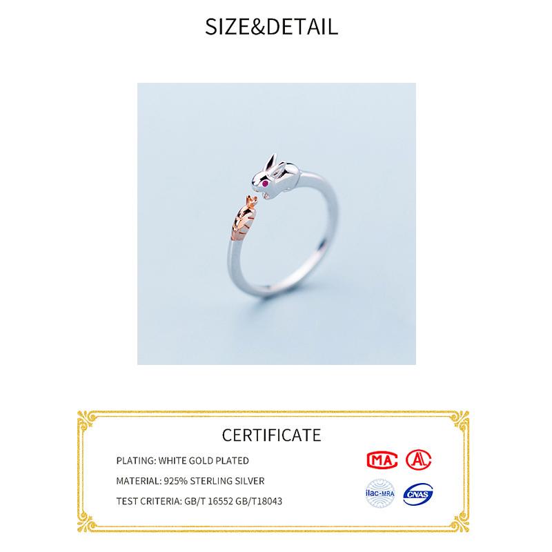 Xiaomi Genuine BFCLUB  Silver Color Rabbit Carrot Wedding Rings for Women Minimalist Thin Circle Gem Rings Jewelry Carving S