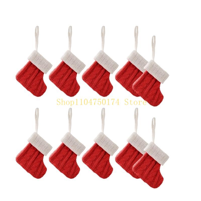 10Pcs Knitted Socks Large Capacity Christmas Stocking Stylish Present Bag Handmade Holiday Decoration for Fireplaces top sale