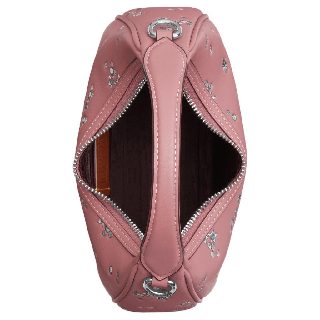 Coach Pink Leather Star Studded Convertible Hobo Shoulder Bag for Daily Use