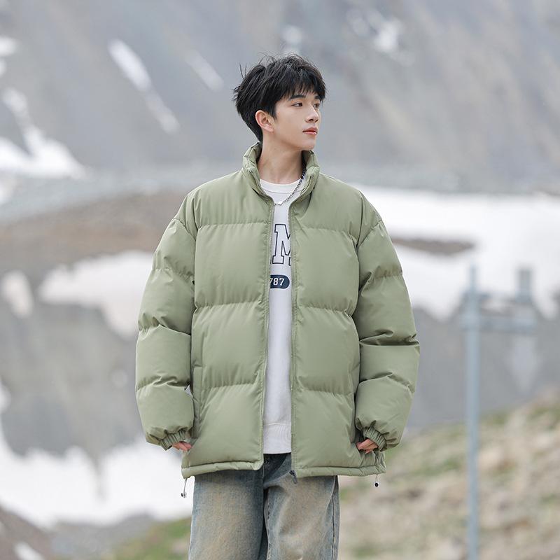 Winter Coat Men's Cotton Clothes New Men's Coat Couple Contrasting Color Stand-up Neck Cotton-padded Clothes Casual Warm Bread Clothes