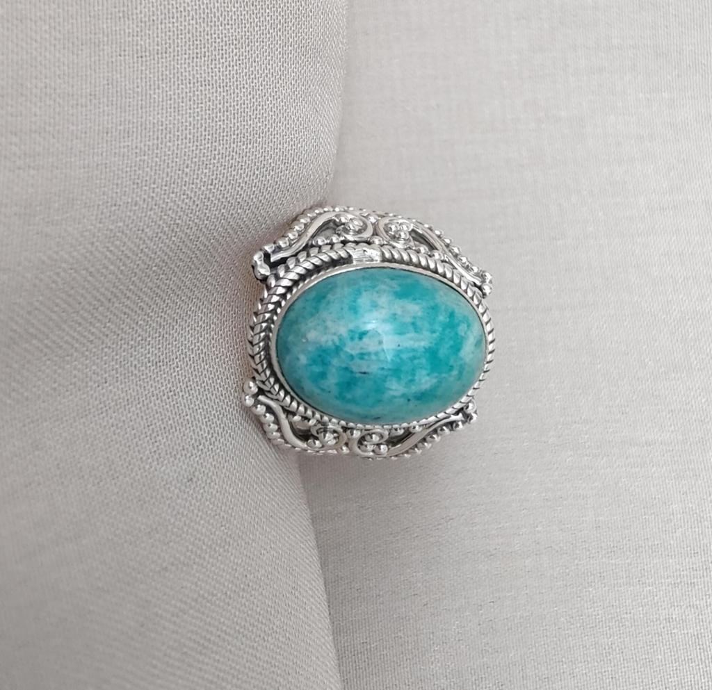 Amazonite Ring 925 Sterling Silver Jewelry Handmade Boho Gemstone Birthday Gift