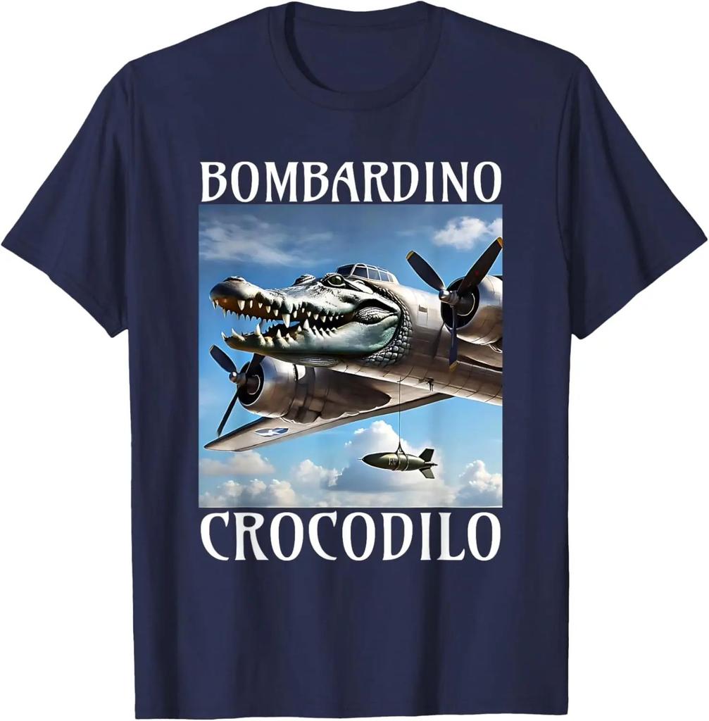 Bombardino Crocodilo Meme T-Shirt Men Women Short Sleeve Cotton Tees Funny Graphic T-shirt Y2k Outfit Summer Tops Men's Clothing