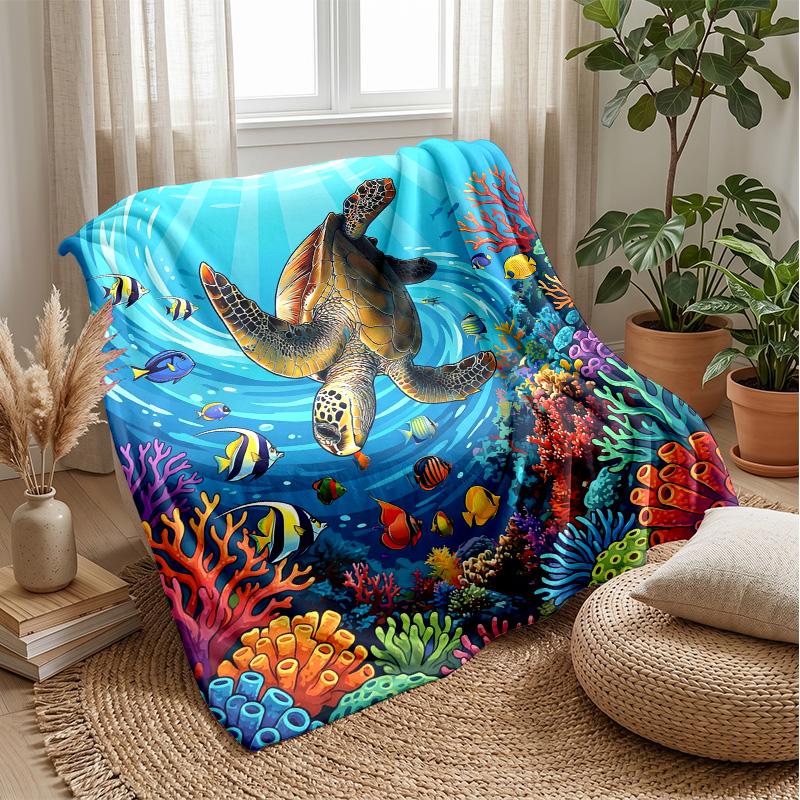 Underwater Sea Life Adventure 2 Theme blanket Lightweight Warm Flannel Blanket Decorative Throw Blanket for Home Decoration