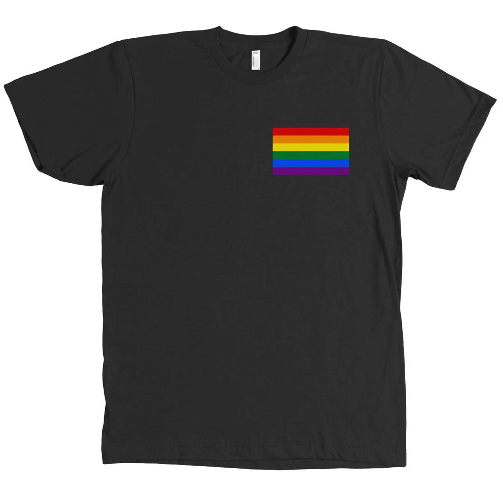 Gay Pride Flag Chest Print Bella + Canvas Shirt LGBT - NEW - MANY COLORS