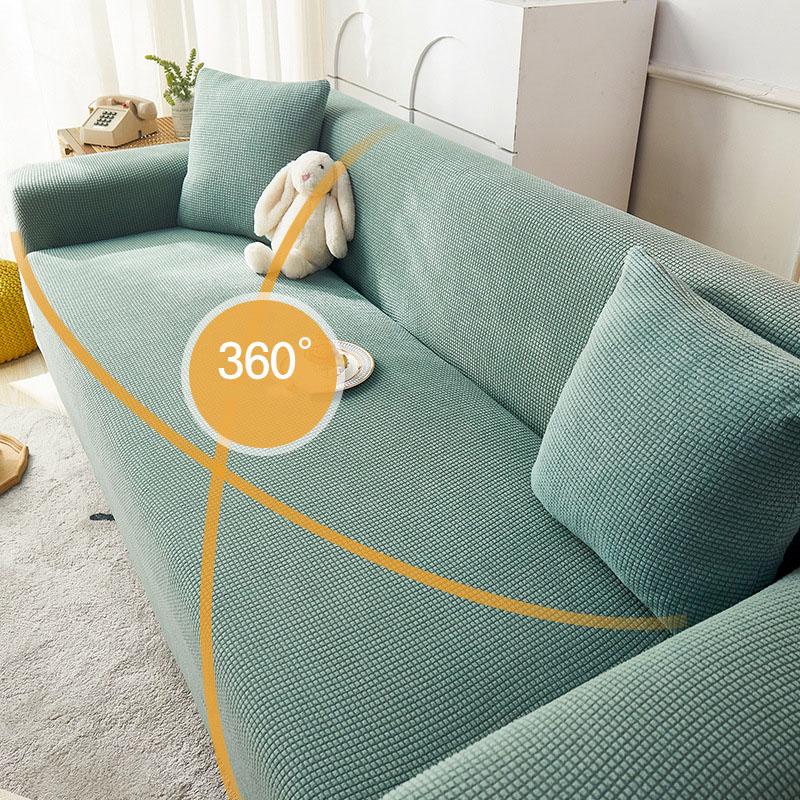 Solid Corn Grain Velvet Sofa Cover Cozy All-Inclusive Anti-Cat Scratching Couch Slipcover 1/2/3/4/5 Seater Removable Dust Cover