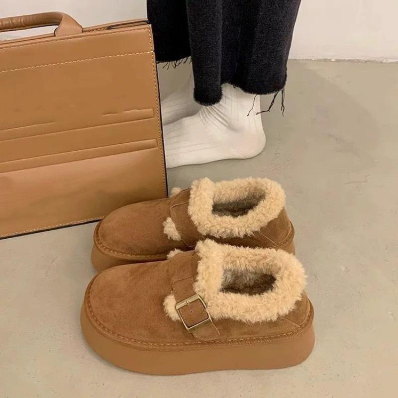 thick-soled women's velvet snow boots autumn and winter new one-pedal thermal cotton shoes