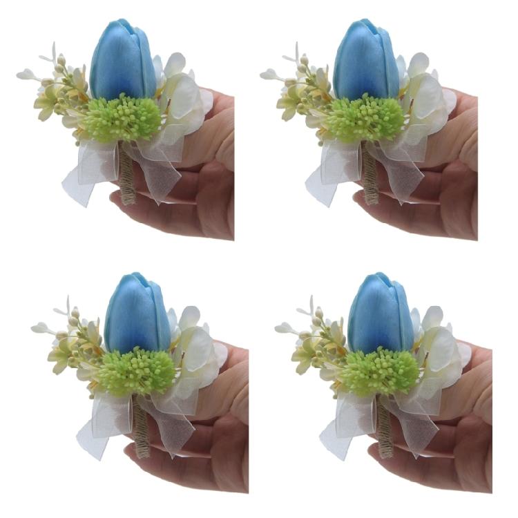 4Pieces Bride and Groom Boutonniere Wedding Dress Corsage Decorations Proms Suit Decorations for Wedding Ceremony