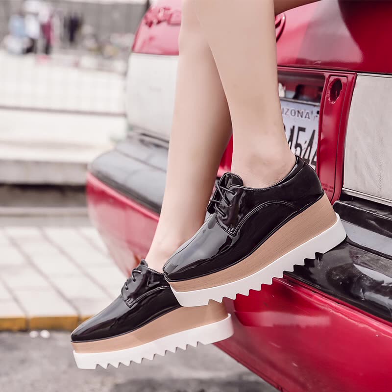 Fashion Women's Wedge Shoes Sneakers Platform Thick Sole High PU Rubber Women's Sneakers With Platform Wedge Shoes Thick Sole Rubber Hig